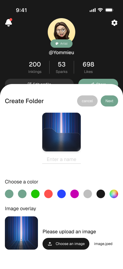 Inkio create folder
