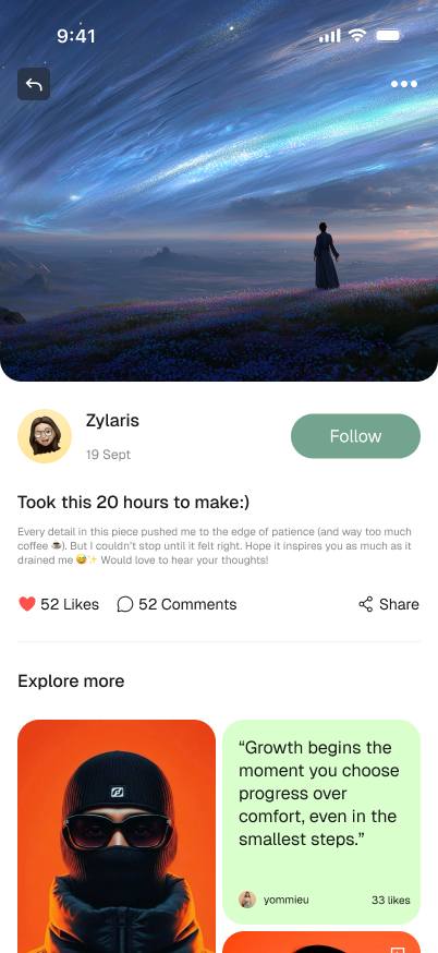 Inkio creator post screen
